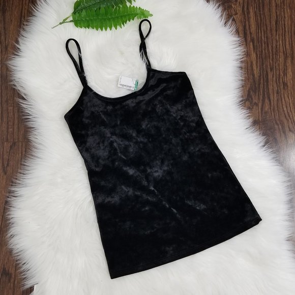 twik | NWT Velvet Scoop Neck Tank Top Small Black